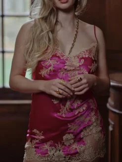 Seide Mini Combinette VICTORIA in pink von Marjolaine