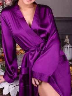 Seide Morgenmantel lang NELIA Satin Marjolaine