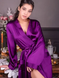 Seide Morgenmantel lang NELIA von Marjolaine