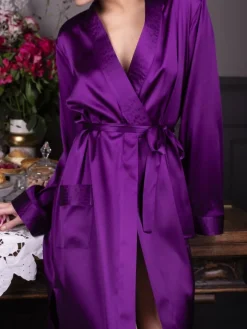 Seide Morgenmantel lang NELIA von Marjolaine