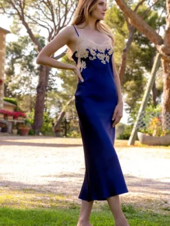 Seide Nachthemd lang MARJOLIE No. 4 mit Spitze Marjolaine