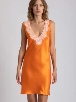 Seide Nachthemd LESLIE mandarine orange von Vivis