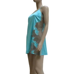 Seide Negligé kurz DESIDERIO AQUA mit Spitze von GATTINA