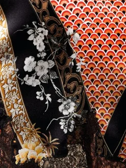 Seide Neglige CHRISTMAS CAPSULE schwarz-gold von Chiara Fiorini