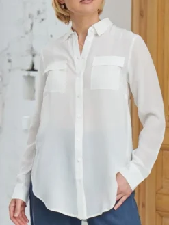 Seidenbluse Crepe seidenmatt mit Hemdkragen von Kokon Zwo