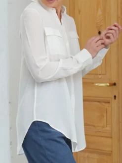 Seidenbluse Crepe seidenmatt mit Hemdkragen von Kokon Zwo