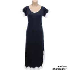 Seidenmix Kurzarm Nachthemd MAHÉ Nr. 2 mit Spitze Nightdreams