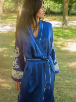 Seiden-Morgenmantel lang MARJOLIE No. 6 exquisit Marjolaine