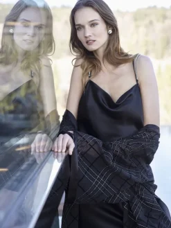 Seidennachthemd / Kleid KRISTALL schwarz von Luna di Seta