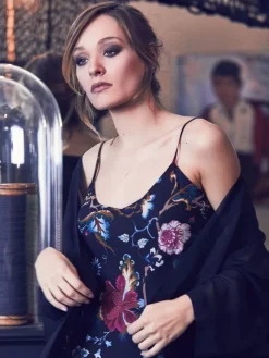 Seidennachthemd 100% Seide FIDJI MOUSSELIN Blumendruck von Marjolaine