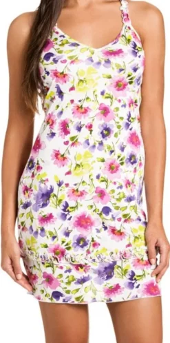 Seidennachthemd kurz AMALFI mit Blumendruck von Gattina Wirkseide Seidenmix