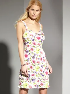 Seidennachthemd kurz AMALFI mit Blumendruck von Gattina Wirkseide Seidenmix