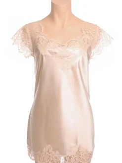 Seidennegligé ETINCELLE No. 3 sandfarben mit Spitze Marjolaine