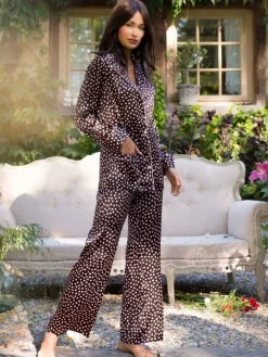 Seidenpyjama MITZI schoko-rosa von Marjolaine