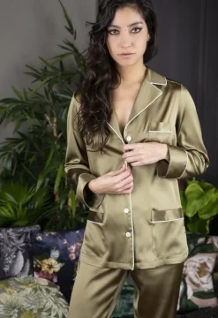 Seidenpyjama NOANE BICOLORE Stretchseide Marjolaine