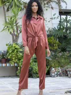 Seidenpyjama ROXANE uni Stretchseide von Marjolaine