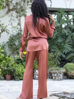 Seidenpyjama ROXANE uni Stretchseide von Marjolaine