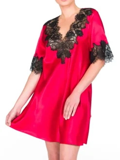 Seiden-Sleepshirt mit Spitze ST. ELM Kurzarm von Gattina