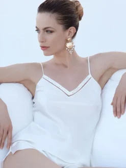 Seidentop JEWELS elfenbeinweiss aus 100% Seide von Luna di Seta