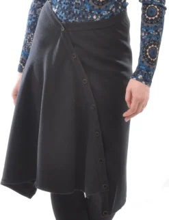 Seide-Wolle ROCK mit Knöpfen schwarz von Alkena