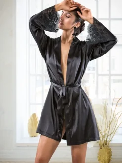 Seta Superior Morgenmantel SUPERBO von Cotton Club mit Seide