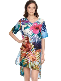 Sleepshirt Baumwolle mit Seide LIV weiß bunt von Gattina