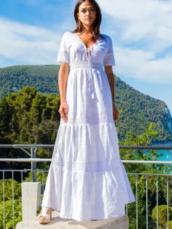 Sommerkleid Baumwolle ARIANNA lang weiß von Laetitia Beachwear