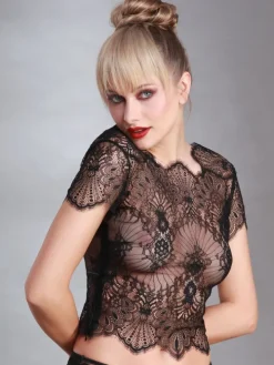 Spitze Kurzarm Top von Prelude Milano