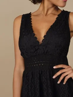 Spitze Sommerkleid GITANE schwarz von Marjolaine mit Baumwolle