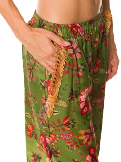 Strandhose mit Seide DAFNE bedruckt von Laetitia Beachwear