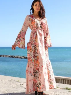 Strandkleid mit Seide FANTASIA ROSA von Laetitia Beachwear