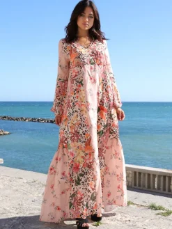 Strandkleid mit Seide FANTASIA ROSA von Laetitia Beachwear