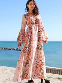 Strandkleid mit Seide FANTASIA ROSA von Laetitia Beachwear