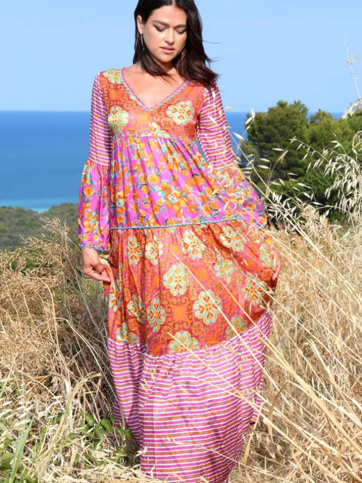 Strandkleid mit Seide NARCISO LILLA von Laetitia Beachwear