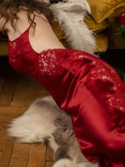 Stretchseide Luxus Neglige lang NINA von Marjolaine