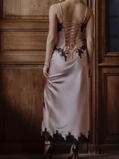 Stretchseidenneglige VELVET in lang von Marjolaine