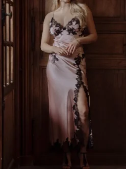 Stretchseidenneglige VELVET in lang von Marjolaine