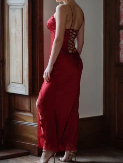 Stretchseidenneglige VELVET in lang von Marjolaine