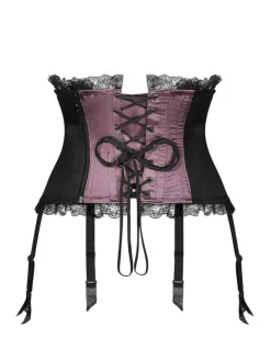 Taillen-Korsett RAJA SOIE TOURBE violett-schwarz von Cadolle mit Seide