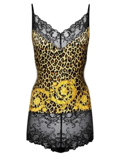 Teddy BODYSHIRT PANTHERE gold-schwarz von Cadolle mit Seide