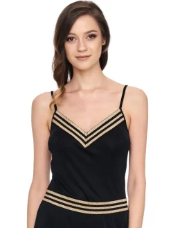 Top mit Seide TESSA schwarz-gold von Gattina