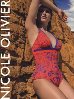 Träger Badeanzug MATOU koralle-lila von Nicole Olivier