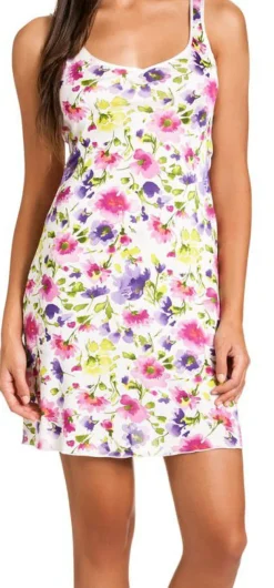 Träger-Nachtkleid AMALFI mit Blumendruck von Gattina Wirkseide Seidenmix
