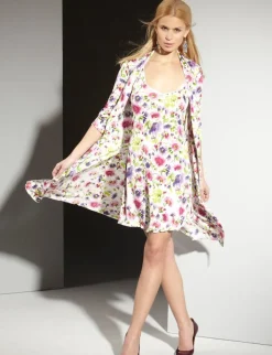 Träger-Nachtkleid AMALFI mit Blumendruck von Gattina Wirkseide Seidenmix