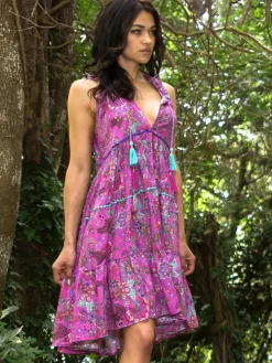 Tunikakleid mit Seide CARA fuchsia von Laetitia Beachwear