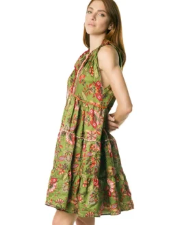 Tunikakleid mit Seide DAFNE olivgrün von Laetitia Beachwear