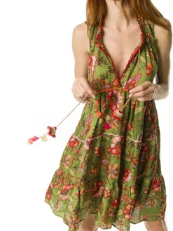 Tunikakleid mit Seide DAFNE olivgrün von Laetitia Beachwear