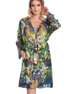 Viscose Morgenmantel FLORENCE grün-bunt von Gattina