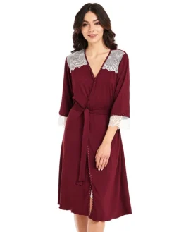 Viscose Morgenmantel HEDDA mit Spitze von Gattina