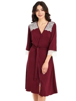 Viscose Morgenmantel HEDDA weich mit Spitze von Gattina